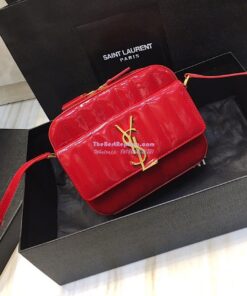 Replica Saint Laurent YSL Vicky Camera Bag In Quilted Patent Leather 555052 Red