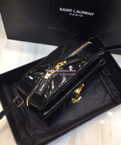 Replica Saint Laurent YSL Vicky Camera Bag In Quilted Patent Leather 555052 Black 2