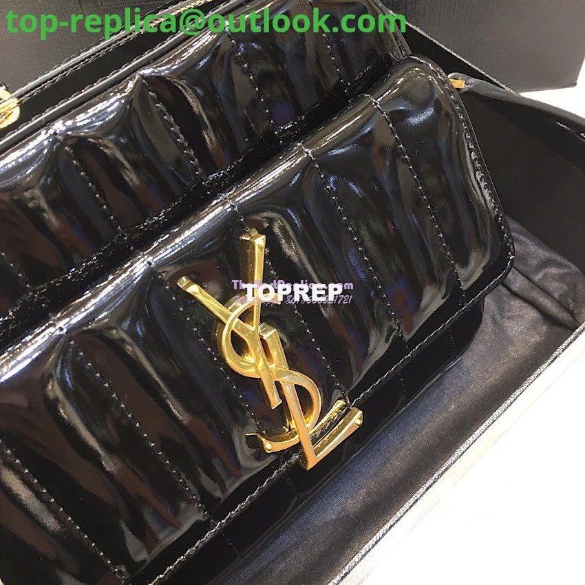 Replica Saint Laurent YSL Vicky Camera Bag In Quilted Patent Leather 555052 Black 4 Replica Saint Laurent YSL Vicky Camera Bag In Quilted Patent Leather 555052 Black 4