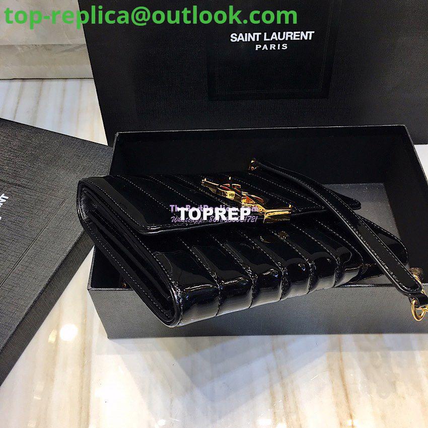 Replica Saint Laurent YSL Vicky Chain Wallet In Quilted Patent Leather 554125 Black 4 Replica Saint Laurent YSL Vicky Chain Wallet In Quilted Patent Leather 554125 Black 4