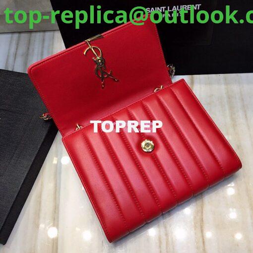 Replica Saint Laurent YSL Vicky Chain Wallet In Quilted Lambskin 554125 Red 6