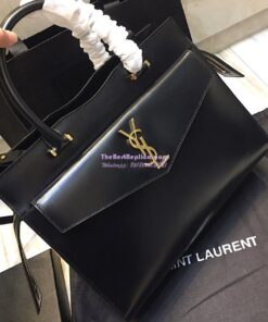 Replica Saint Laurent YSL Uptown Medium Tote In Shiny Smooth Leather 557653 Black 2