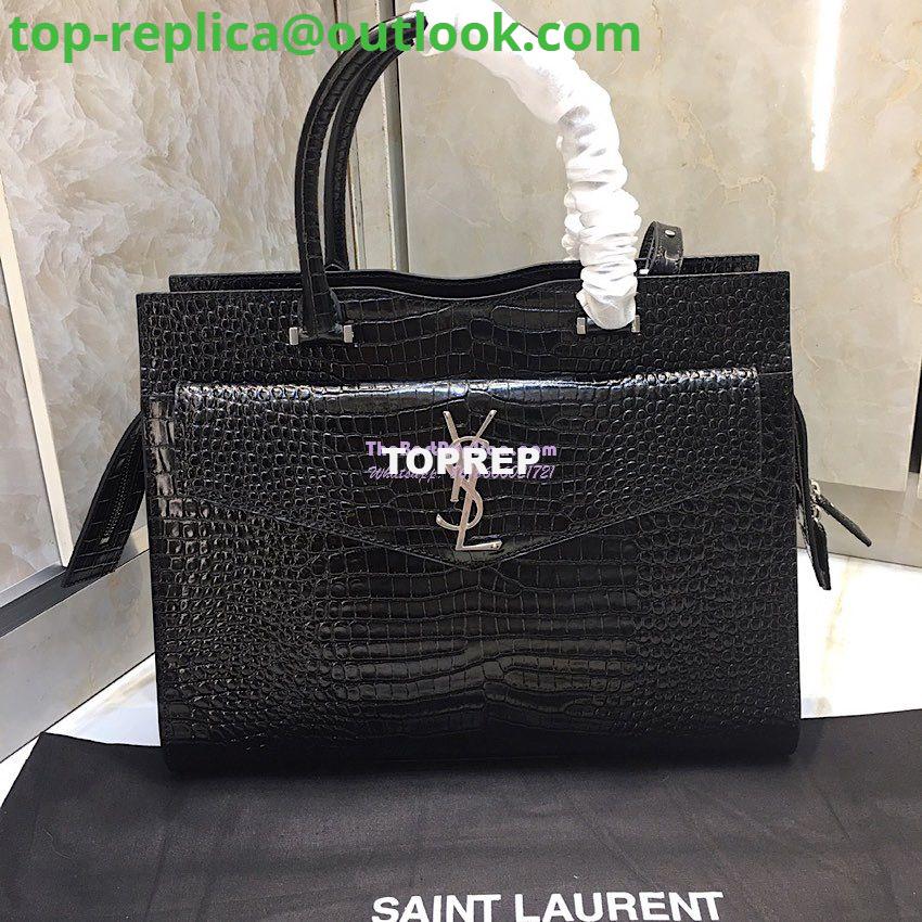 Replica Saint Laurent YSL Uptown Medium Tote In Shiny Crocodile-embossed Leather 557653 Black Replica Saint Laurent YSL Uptown Medium Tote In Shiny Crocodile-embossed Leather 557653 Black