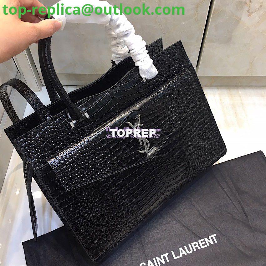 Replica Saint Laurent YSL Uptown Medium Tote In Shiny Crocodile-embossed Leather 557653 Black 3 Replica Saint Laurent YSL Uptown Medium Tote In Shiny Crocodile-embossed Leather 557653 Black 3