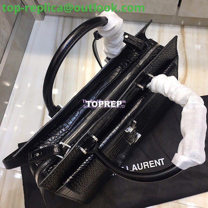 Replica Saint Laurent YSL Uptown Medium Tote In Shiny Crocodile-embossed Leather 557653 Black 6 Replica Saint Laurent YSL Uptown Medium Tote In Shiny Crocodile-embossed Leather 557653 Black 6
