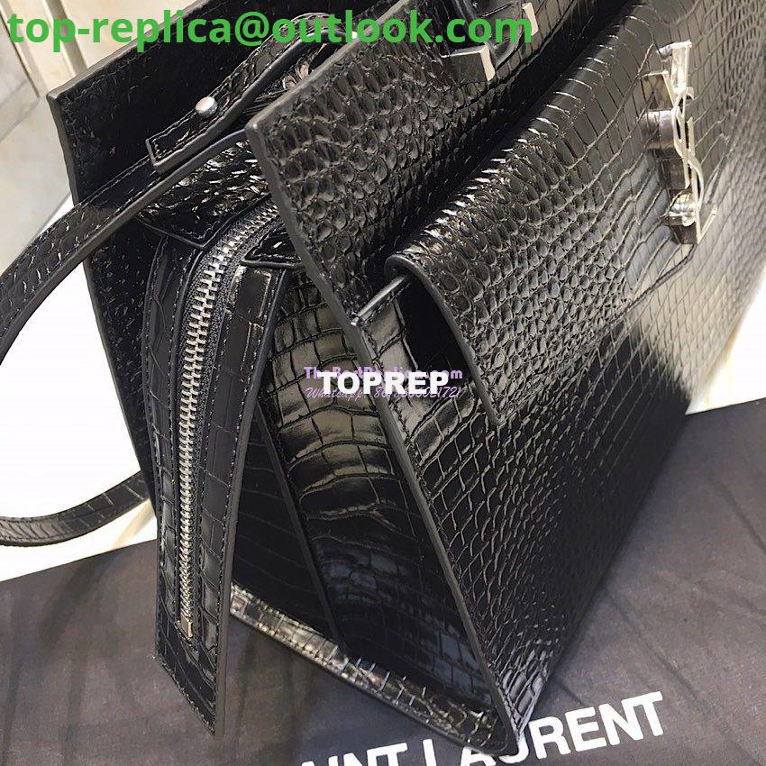 Replica Saint Laurent YSL Uptown Medium Tote In Shiny Crocodile-embossed Leather 557653 Black 7 Replica Saint Laurent YSL Uptown Medium Tote In Shiny Crocodile-embossed Leather 557653 Black 7