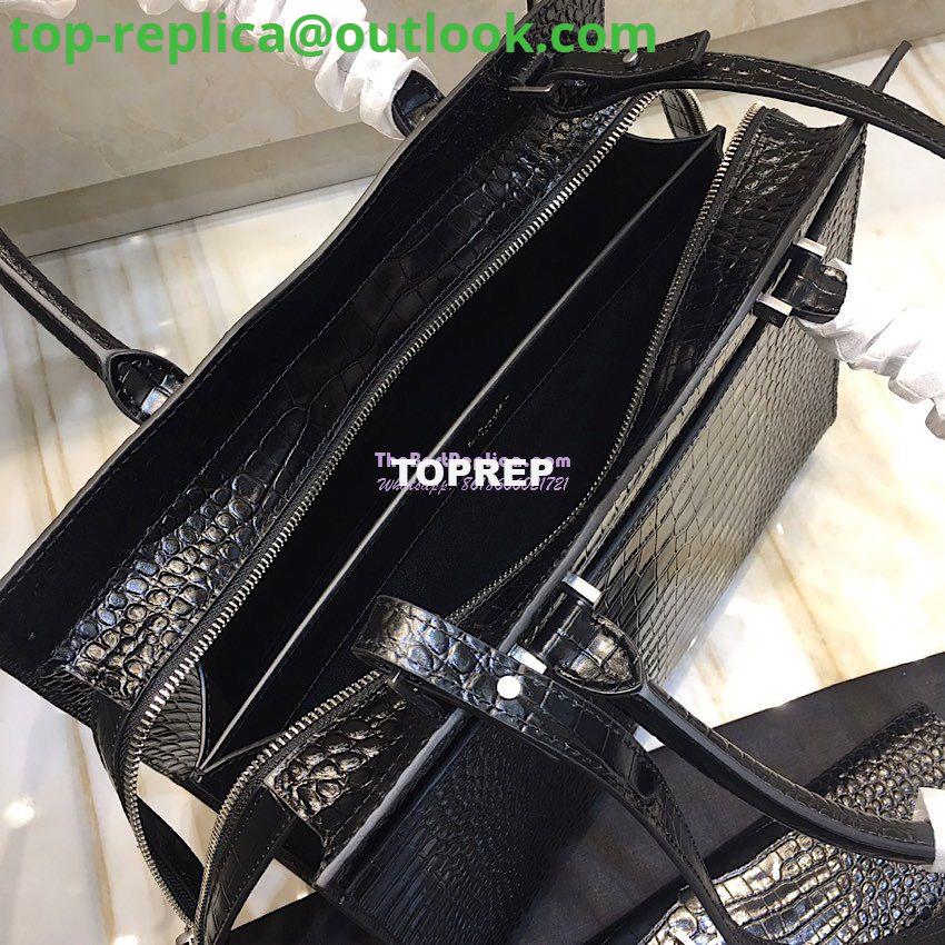 Replica Saint Laurent YSL Uptown Medium Tote In Shiny Crocodile-embossed Leather 557653 Black 11 Replica Saint Laurent YSL Uptown Medium Tote In Shiny Crocodile-embossed Leather 557653 Black 11