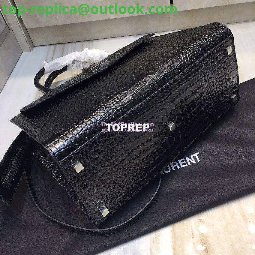Replica Saint Laurent YSL Uptown Medium Tote In Shiny Crocodile-embossed Leather 557653 Black 13 Replica Saint Laurent YSL Uptown Medium Tote In Shiny Crocodile-embossed Leather 557653 Black 13
