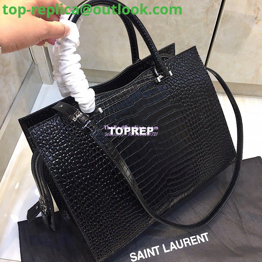 Replica Saint Laurent YSL Uptown Medium Tote In Shiny Crocodile-embossed Leather 557653 Black 14 Replica Saint Laurent YSL Uptown Medium Tote In Shiny Crocodile-embossed Leather 557653 Black 14
