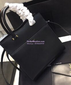 Replica Saint Laurent YSL Uptown Small Tote In Shiny Smooth Leather 561203 Black 2