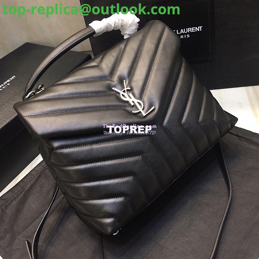 Replica Saint Laurent YSL LouLou Leather Top Handle Bag Black 2 Replica Saint Laurent YSL LouLou Leather Top Handle Bag Black 2