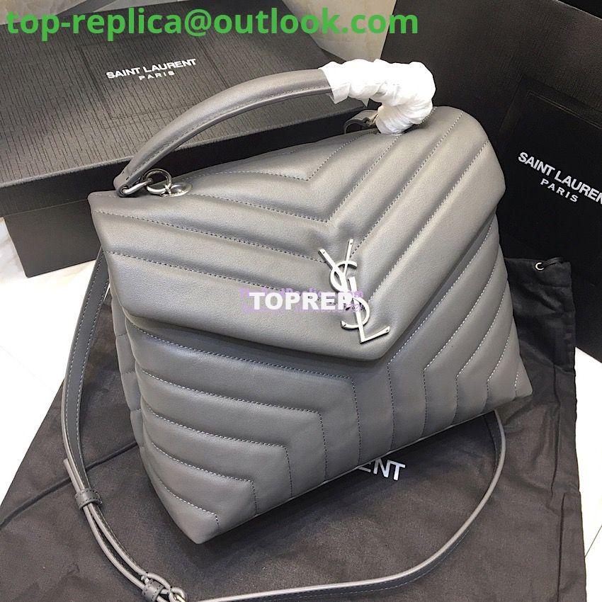 Replica Saint Laurent YSL LouLou Leather Top Handle Bag Grey Replica Saint Laurent YSL LouLou Leather Top Handle Bag Grey