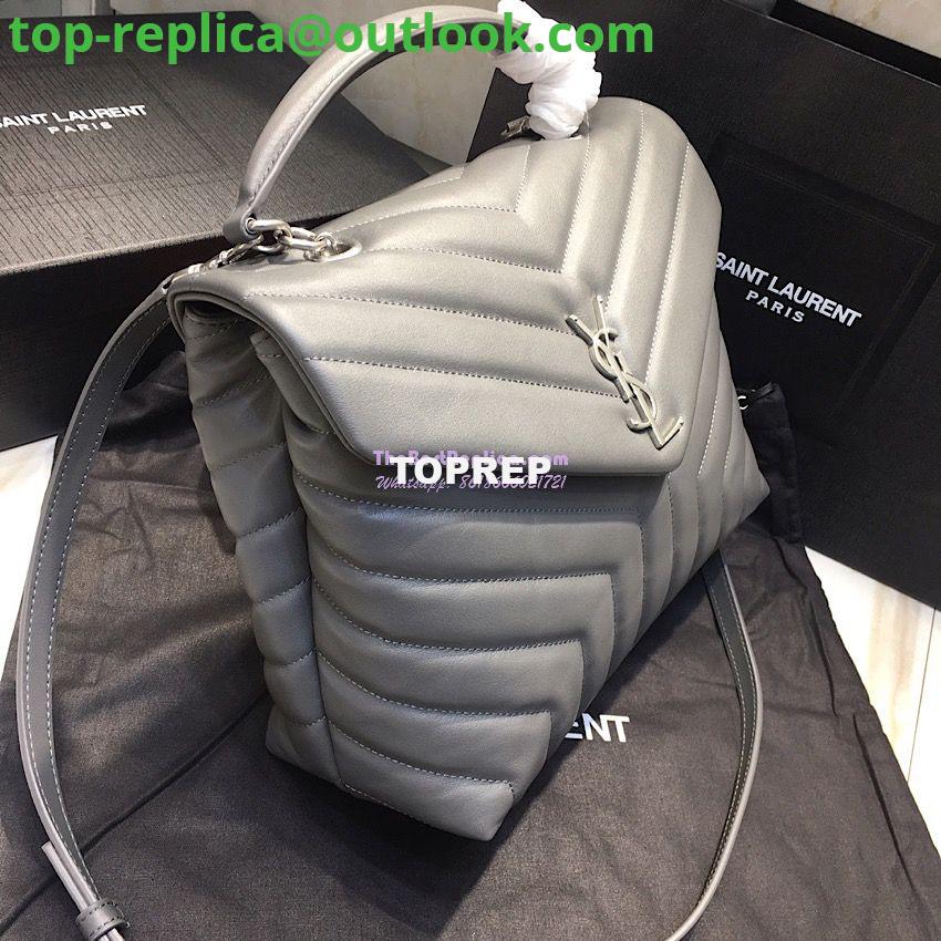 Replica Saint Laurent YSL LouLou Leather Top Handle Bag Grey 3 Replica Saint Laurent YSL LouLou Leather Top Handle Bag Grey 3