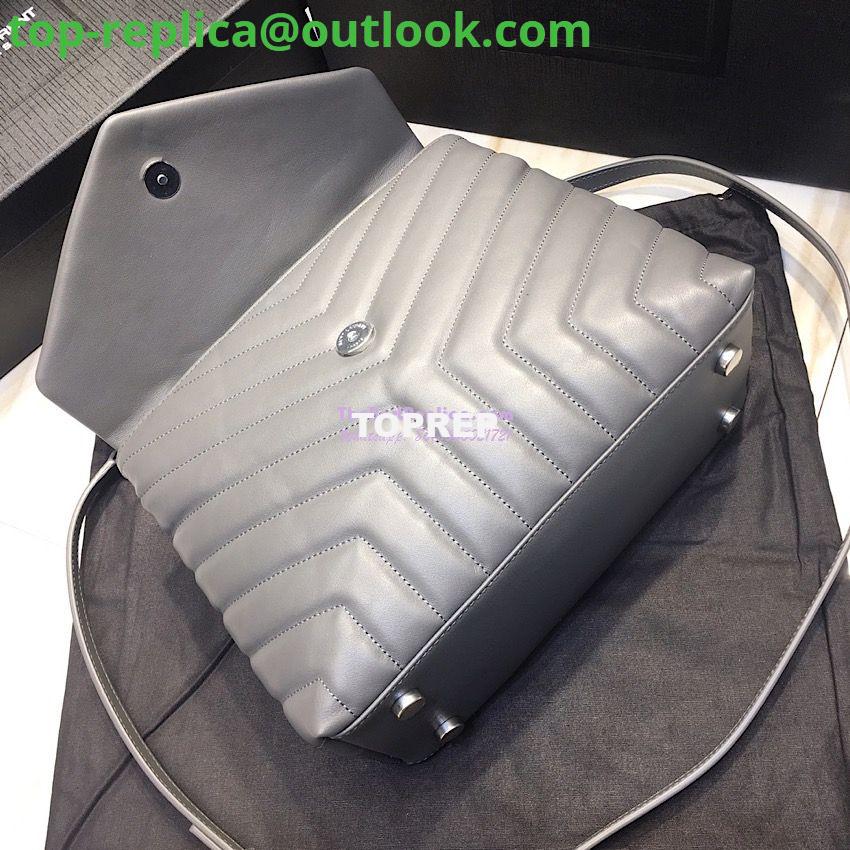 Replica Saint Laurent YSL LouLou Leather Top Handle Bag Grey 5 Replica Saint Laurent YSL LouLou Leather Top Handle Bag Grey 5