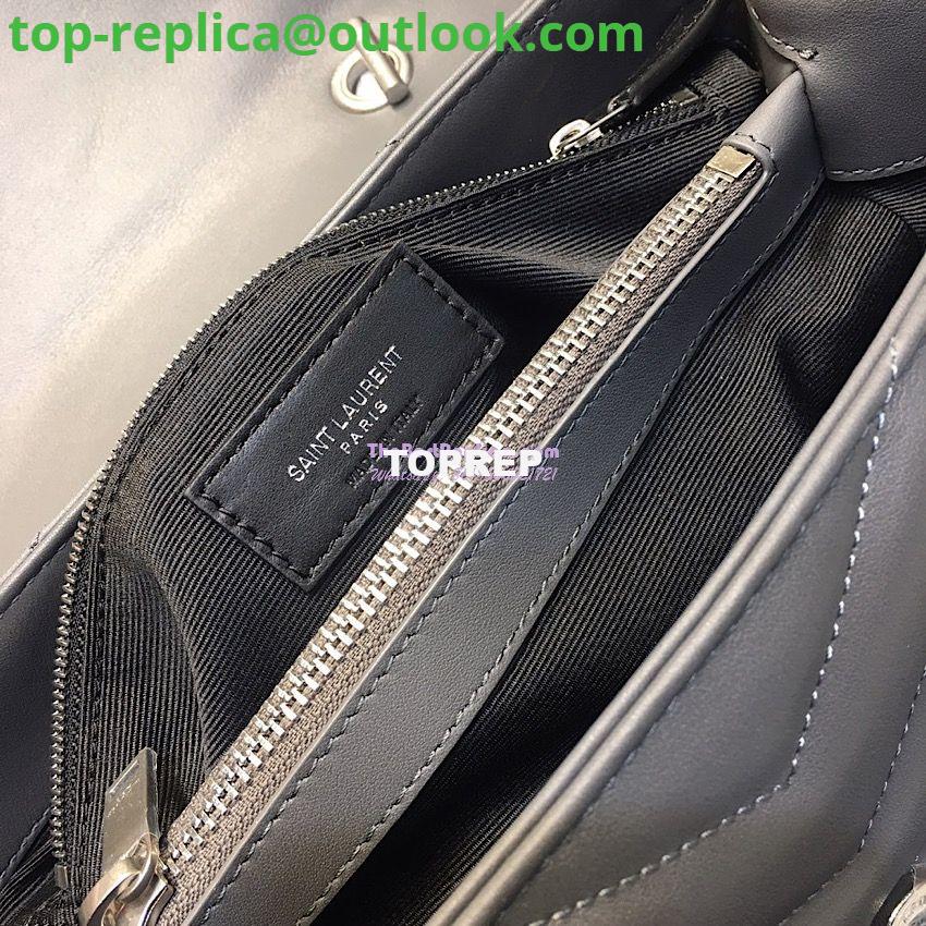 Replica Saint Laurent YSL LouLou Leather Top Handle Bag Grey 7 Replica Saint Laurent YSL LouLou Leather Top Handle Bag Grey 7
