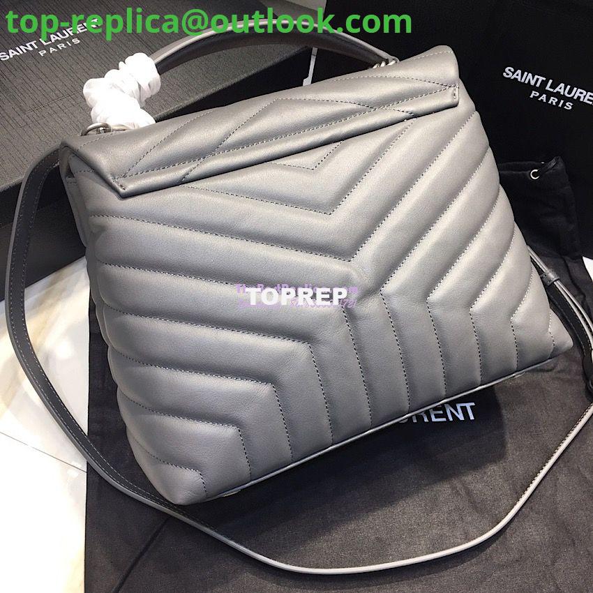 Replica Saint Laurent YSL LouLou Leather Top Handle Bag Grey 9 Replica Saint Laurent YSL LouLou Leather Top Handle Bag Grey 9