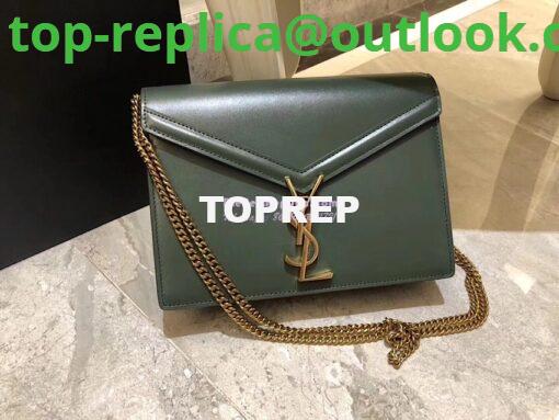 Replica YSL Saint Laurent Cassandra Monogram Clasp Bag In Smooth Leather Dark Green 2