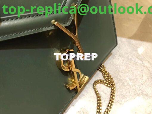 Replica YSL Saint Laurent Cassandra Monogram Clasp Bag In Smooth Leather Dark Green 4