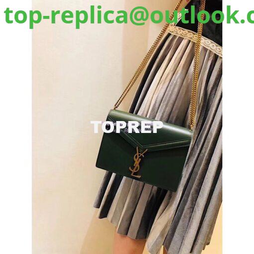 Replica YSL Saint Laurent Cassandra Monogram Clasp Bag In Smooth Leather Dark Green 10