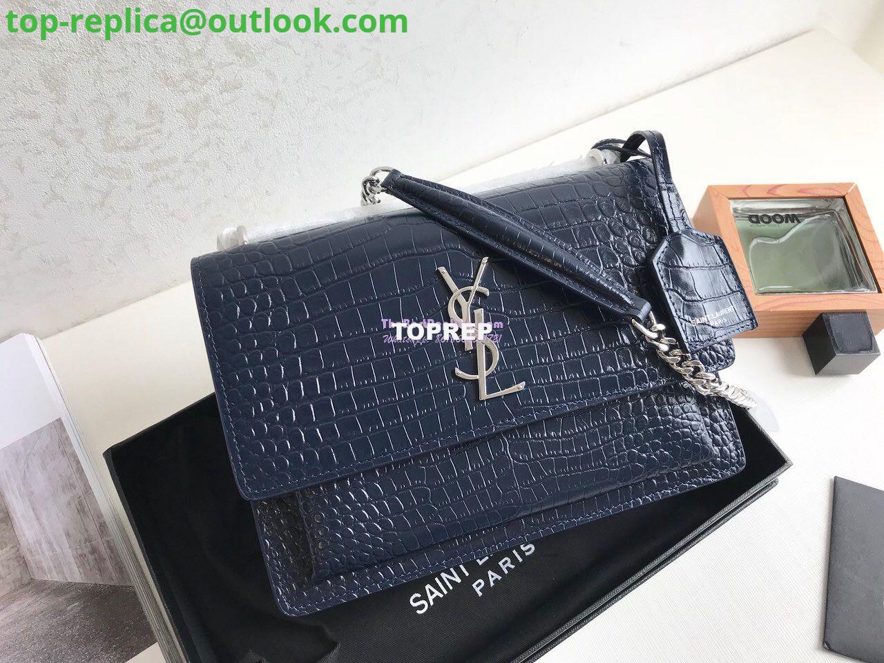 Replica YSL Saint Laurent Medium Sunset Monogram Dark Blue crocodile embossed bag Replica YSL Saint Laurent Medium Sunset Monogram Dark Blue crocodile embossed bag