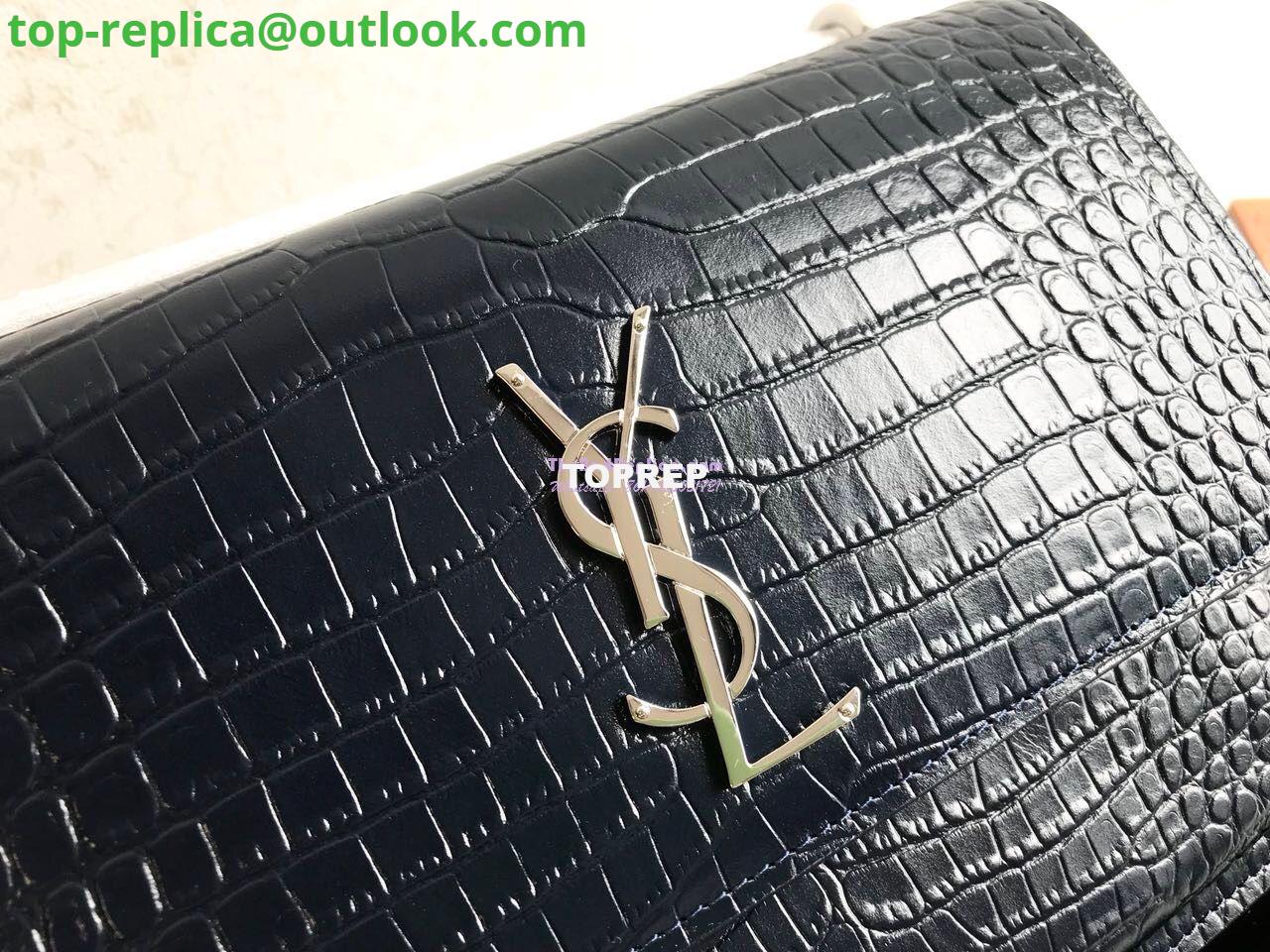 Replica YSL Saint Laurent Medium Sunset Monogram Dark Blue crocodile embossed bag 2 Replica YSL Saint Laurent Medium Sunset Monogram Dark Blue crocodile embossed bag 2