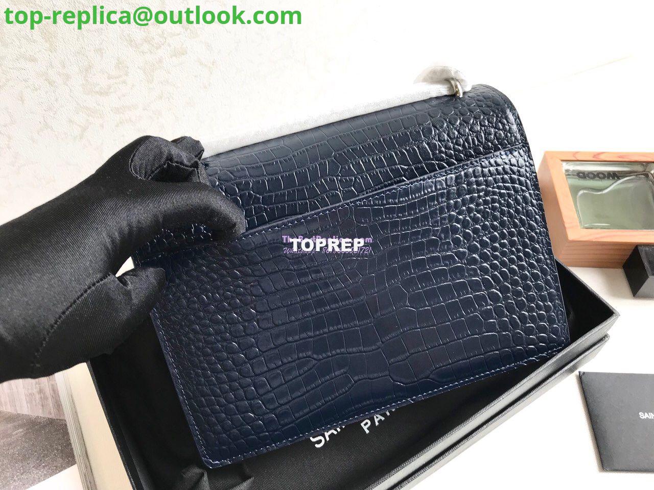 Replica YSL Saint Laurent Medium Sunset Monogram Dark Blue crocodile embossed bag 5 Replica YSL Saint Laurent Medium Sunset Monogram Dark Blue crocodile embossed bag 5