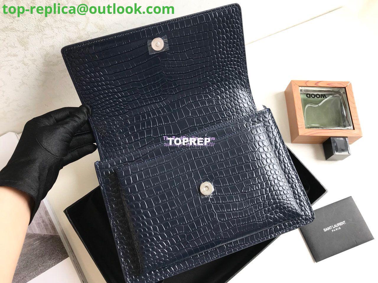 Replica YSL Saint Laurent Medium Sunset Monogram Dark Blue crocodile embossed bag 6 Replica YSL Saint Laurent Medium Sunset Monogram Dark Blue crocodile embossed bag 6