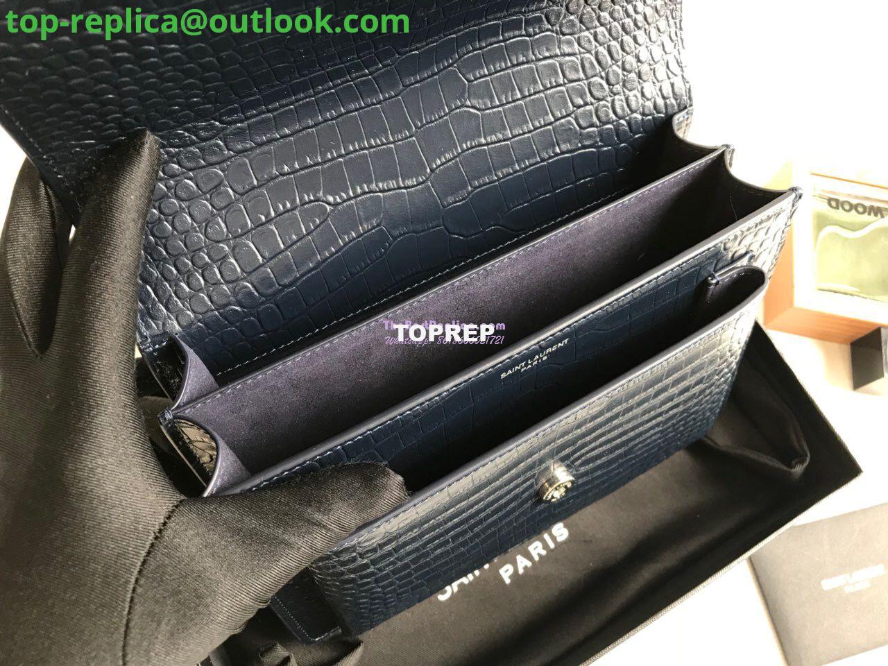 Replica YSL Saint Laurent Medium Sunset Monogram Dark Blue crocodile embossed bag 8 Replica YSL Saint Laurent Medium Sunset Monogram Dark Blue crocodile embossed bag 8