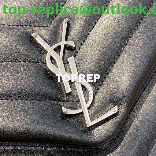 Replica YSL Saint Laurent Medium Loulou Bag In Black "Y" Matelassé Leather 459749 Silver Hardware 7