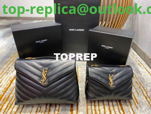 Replica YSL Saint Laurent Medium Loulou Bag In Black "Y" Matelassé Leather 459749 Gold Hardware