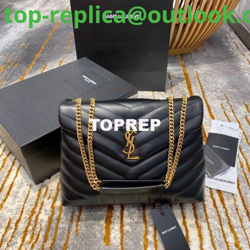 Replica YSL Saint Laurent Medium Loulou Bag In Black "Y" Matelassé Leather 459749 Gold Hardware 2