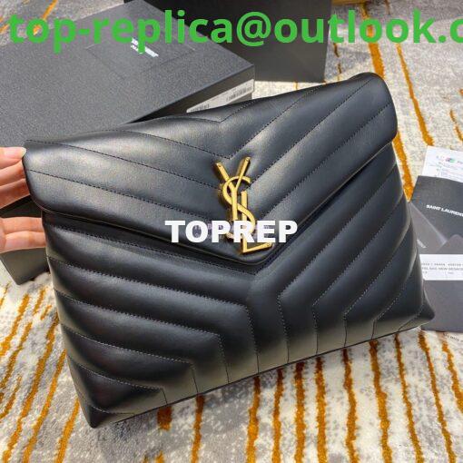 Replica YSL Saint Laurent Medium Loulou Bag In Black "Y" Matelassé Leather 459749 Gold Hardware 3