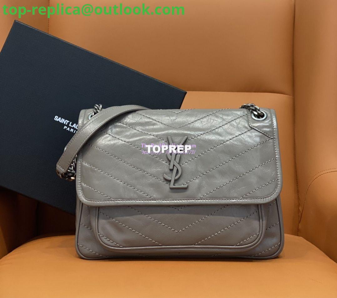 Replica YSL Saint Laurent Niki Chain Bag In Vintage Crinkled And Quilted Fog Leather 498894 Replica YSL Saint Laurent Niki Chain Bag In Vintage Crinkled And Quilted Fog Leather 498894