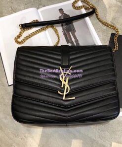 Replica YSL Saint Laurent College Medium In Matelassé Leather 600279 Black 7