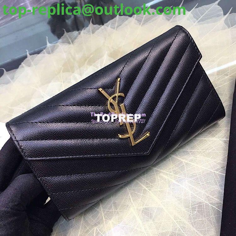 Replica YSL Saint Laurent Flap Wallet Textured Matelassé Leather 372264 Black Replica YSL Saint Laurent Flap Wallet Textured Matelassé Leather 372264 Black