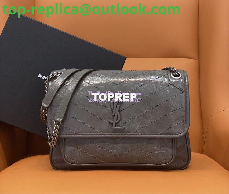 Replica YSL Saint Laurent Niki Chain Bag In Vintage Crinkled And Storm Grey Quilted Leather 498894 Replica YSL Saint Laurent Niki Chain Bag In Vintage Crinkled And Storm Grey Quilted Leather 498894