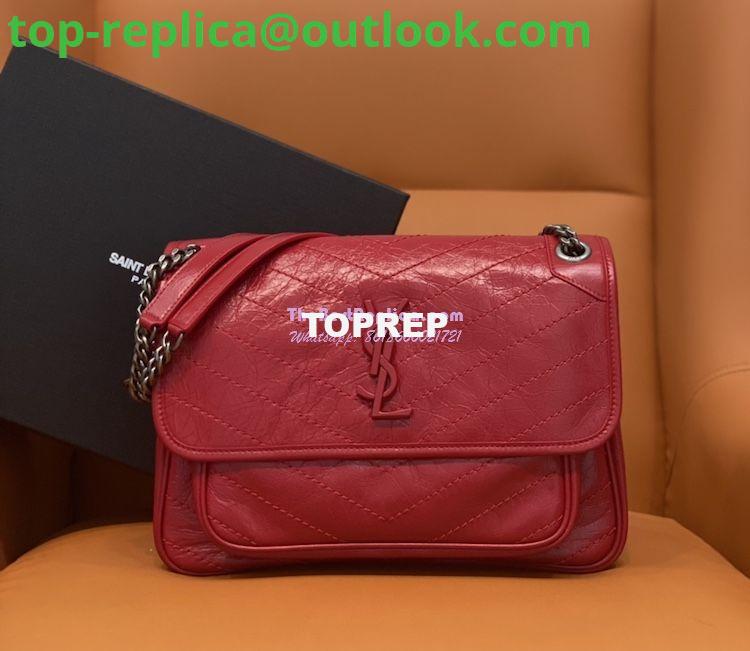 Replica YSL Saint Laurent Niki Chain Bag In Vintage Crinkled And Red Quilted Leather 498894 Replica YSL Saint Laurent Niki Chain Bag In Vintage Crinkled And Red Quilted Leather 498894