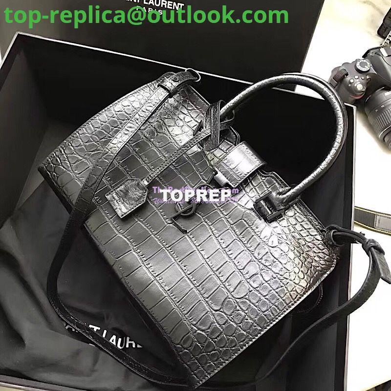 Replica YSL Saint Laurent Small Cabas In Black Crocodile Embossed Leather 424869 Replica YSL Saint Laurent Small Cabas In Black Crocodile Embossed Leather 424869