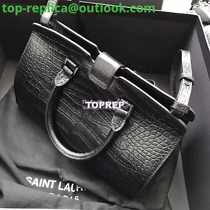 Replica YSL Saint Laurent Small Cabas In Black Crocodile Embossed Leather 424869 5 Replica YSL Saint Laurent Small Cabas In Black Crocodile Embossed Leather 424869 5