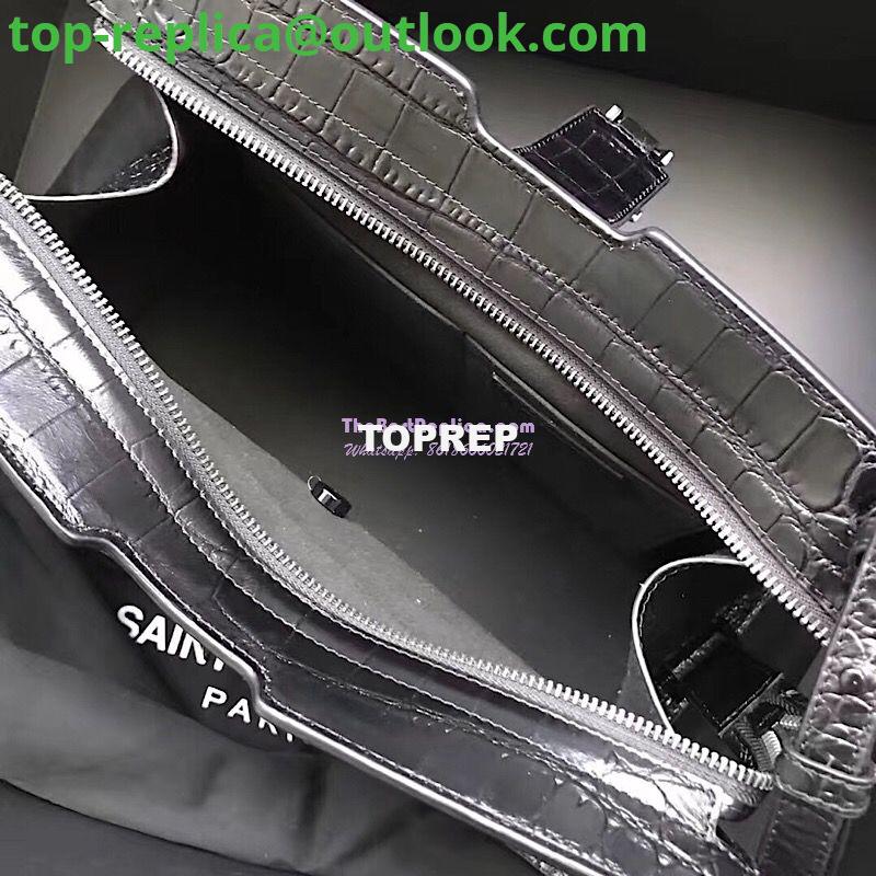 Replica YSL Saint Laurent Small Cabas In Black Crocodile Embossed Leather 424869 6 Replica YSL Saint Laurent Small Cabas In Black Crocodile Embossed Leather 424869 6