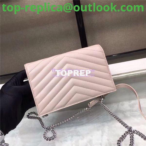 Replica YSL Saint Laurent Envelope Chain Wallet Grain De Poudre Rose in Silver Hardware 4 Replica YSL Saint Laurent Envelope Chain Wallet Grain De Poudre Rose in Silver Hardware 4