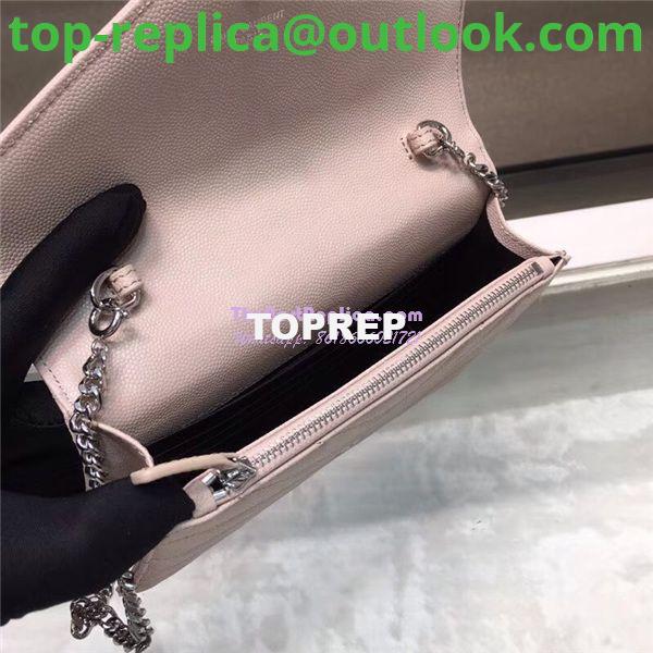 Replica YSL Saint Laurent Envelope Chain Wallet Grain De Poudre Rose in Silver Hardware 8 Replica YSL Saint Laurent Envelope Chain Wallet Grain De Poudre Rose in Silver Hardware 8