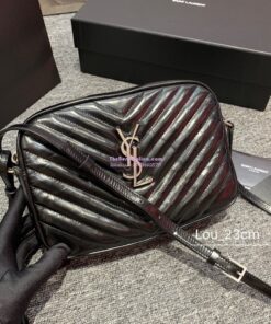 Replica YSL Saint Laurent Lou Camera Bag in quilted Black moroder Leather 468537