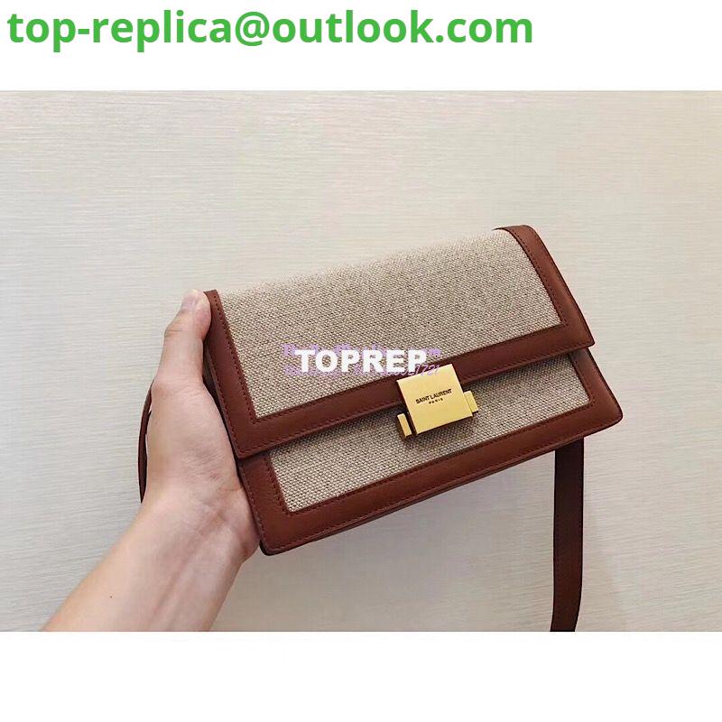 Replica YSL Saint Laurent Medium Bellechasse Satchel In Beige Linen Canvas And Cognac Leather 2 Replica YSL Saint Laurent Medium Bellechasse Satchel In Beige Linen Canvas And Cognac Leather 2