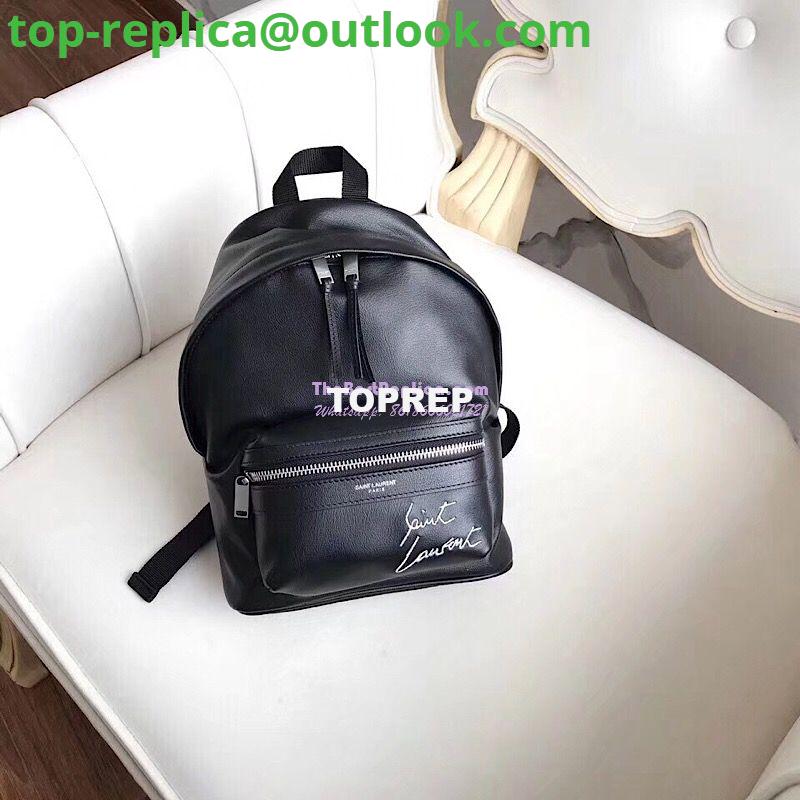 Replica YSL Saint Laurent mini toy city embroidered backpack in Black leather 505031 Replica YSL Saint Laurent mini toy city embroidered backpack in Black leather 505031