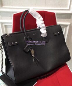 Replica YSL Saint Laurent Sac De Jour Souple 36 Duffle Bag In Black Grained Leather 2