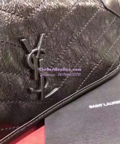 Replica YSL Saint Laurent Small Monogramme Niki Chain Bag In Vintage Crinkled And Quilted black Leather 2