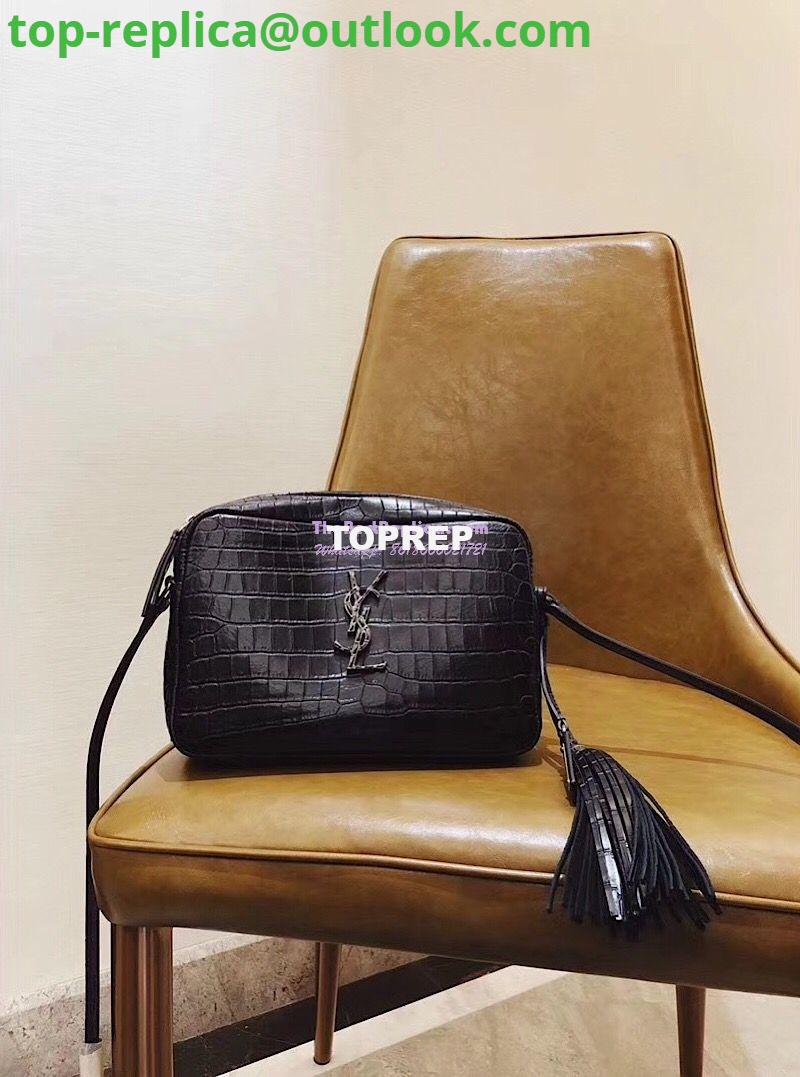 Replica YSL Saint Laurent Lou Camera Bag In Matte Black Crocodile-embossed Leather 505730 Replica YSL Saint Laurent Lou Camera Bag In Matte Black Crocodile-embossed Leather 505730