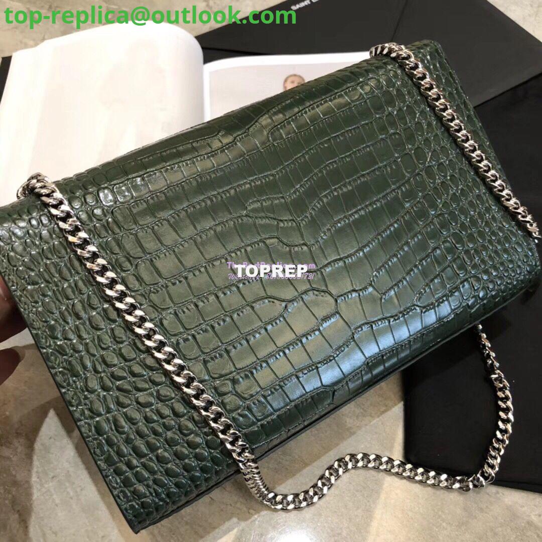 Replica YSL Classic Medium Kate Monogram Saint Laurent Tassel Satchel In Green Crocodile Embossed Shiny Leather 354119 in Silver hardware 5 Replica YSL Classic Medium Kate Monogram Saint Laurent Tassel Satchel In Green Crocodile Embossed Shiny Leather 354119 in Silver hardware 5