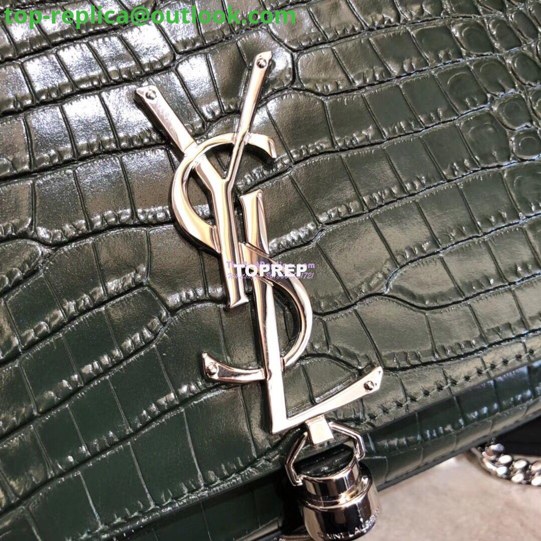 Replica YSL Classic Medium Kate Monogram Saint Laurent Tassel Satchel In Green Crocodile Embossed Shiny Leather 354119 in Silver hardware 6 Replica YSL Classic Medium Kate Monogram Saint Laurent Tassel Satchel In Green Crocodile Embossed Shiny Leather 354119 in Silver hardware 6